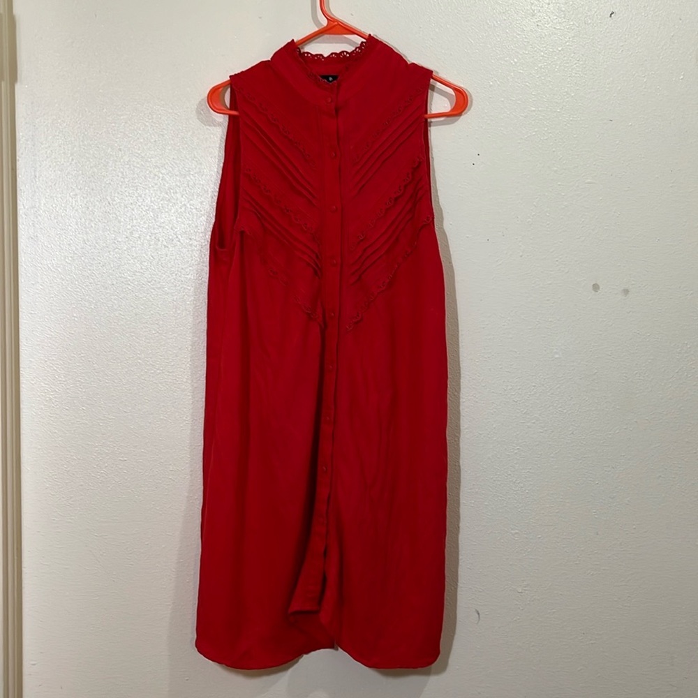 Tuckernuck Pomander Place red a-line, midi, sleeveless dress. Size Large